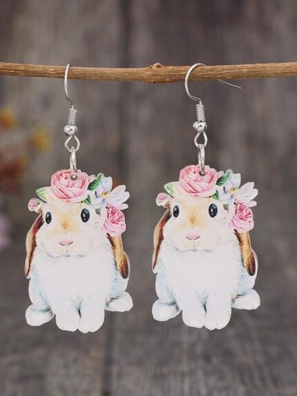 Wholesale Easter flower and bunny acrylic earrings