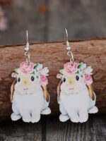 Wholesale Easter flower and bunny acrylic earrings