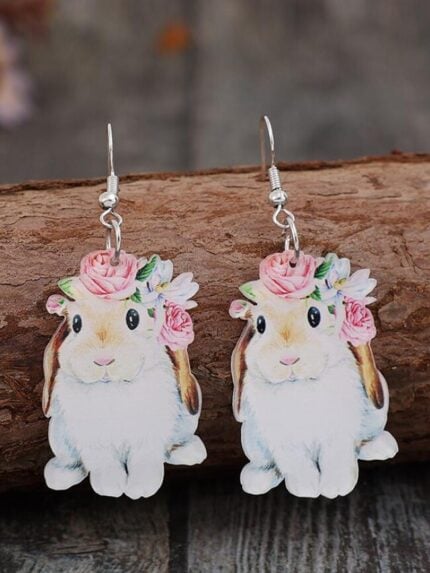 Wholesale Easter flower and bunny acrylic earrings