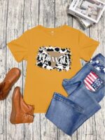 Wholesale HOWDY print round neck short sleeve top