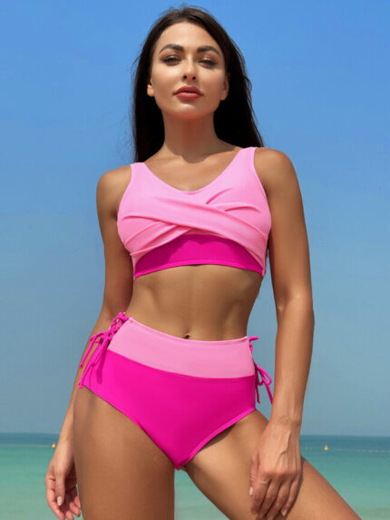 Wholesale High Waisted Swimsuit 2 Piece Bikini Set