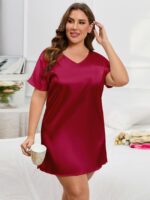 Wholesale Plus pocket decor slit hem v-neck loungewear dress