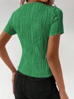 Wholesale Solid color slim-fitting petal collar short-sleeved top