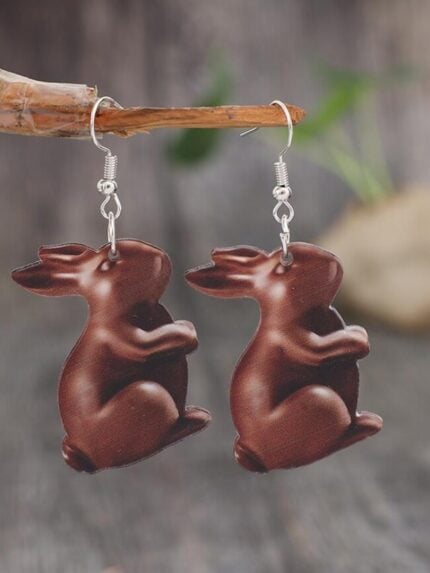 Wholesale brown bunny acrylic earrings