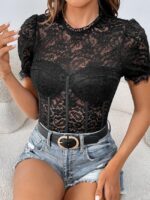 Wholesale button back lace bodysuit