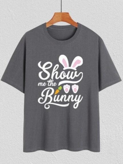 Wholesale easter bunny and carrot Print Short Sleeve T-Shirt