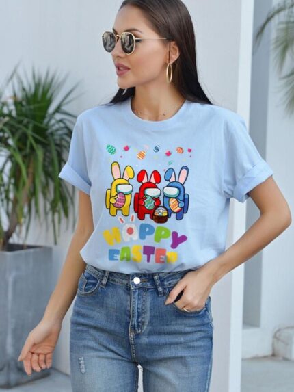 Wholesale easter colorful Print Short Sleeve T-Shirt