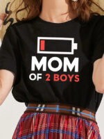 Wholesale mom and two boys Print Short Sleeve T-shirt