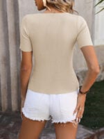 Wholesale solid color Round neck slim short sleeve top