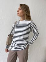 Wholesale striped Round neck cotton T-shirt