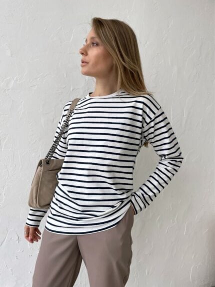 Wholesale striped Round neck cotton T-shirt