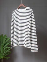 Wholesale striped Round neck cotton T-shirt