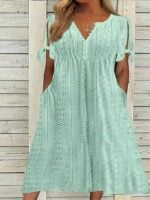 Wholesale tie sleeve hollow v-neck maxi dress