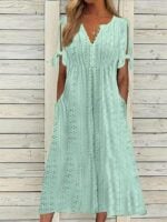 Wholesale tie sleeve hollow v-neck maxi dress