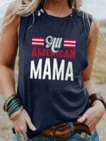 wholesale USA MAMA graphic Print Sleeveless Tank Top