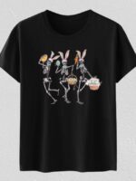 wholesale easter bunny skeleton print casual t-shirt