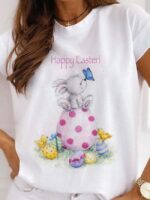 wholesale happy easter print casual t-shirt