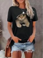 Wholesale Cat print short sleeve top