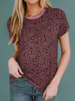 Wholesale Leopard print crew neck short sleeve T-shirt