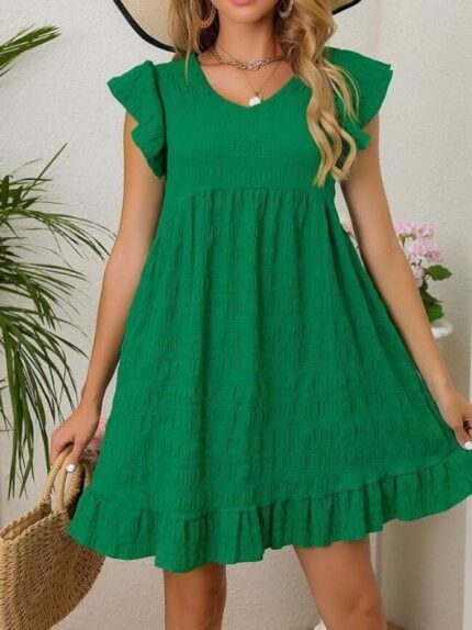 Wholesale Retro pleated ruffle dress