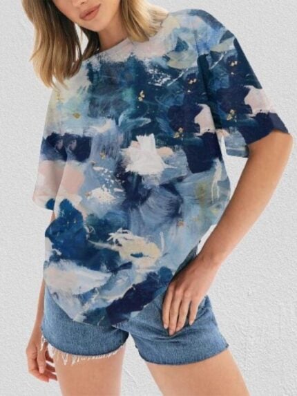 Wholesale Round neck printed short sleeve top