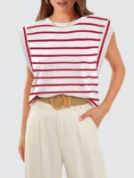 Wholesale Stripe print sleeveless top