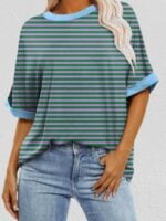 Wholesale Stripe round neck oversize T-shirt