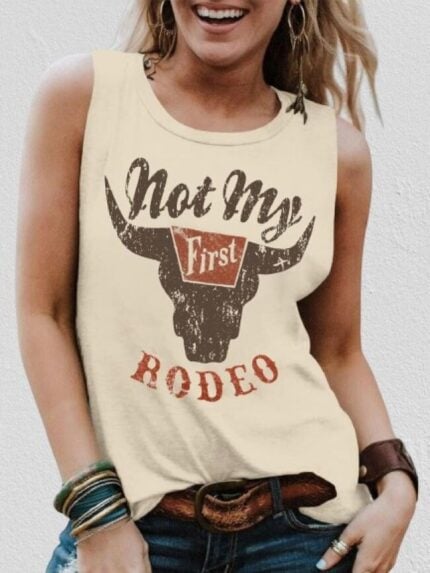 Wholesale Western cow head print tank top