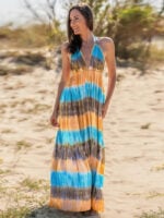 Wholesale bohemia Stripe v-ncek maxi cami dress