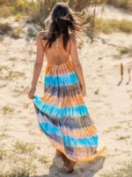 Wholesale bohemia Stripe v-ncek maxi cami dress