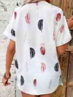 Wholesale feather print short sleeve lapel shirt