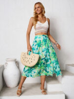 Wholesale flower print slip hem skirt