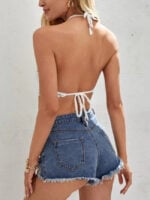 Wholesale hollow tie back halter crop top