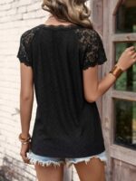 Wholesale lace collar and sleeve panel top