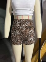 Wholesale leopard print elastic waist casual shorts