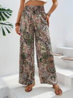 Wholesale nation print straight leg casual pants