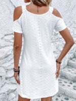 Wholesale off shoulder lace decor v-neck dress