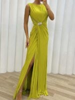 Wholesale slit hem sleeveless party dress