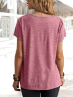 Wholesale solid color Draped design collar short sleeve top