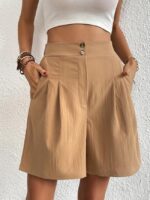 Wholesale solid color high waist wide leg shorts