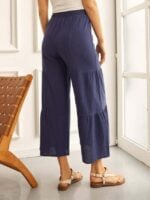 Wholesale solid color tie waist wide leg pants