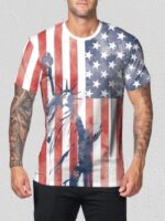 Wholesale stripe and stars Print Short Sleeve Men's T-Shirt