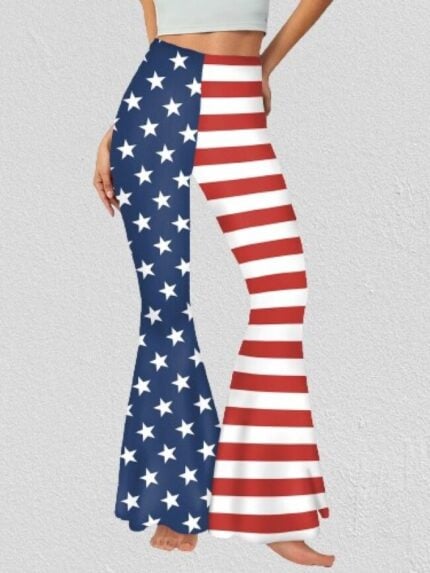 Wholesale stripe and stars wide leg pants