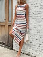 Wholesale stripe slit hem tank dress