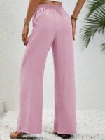 Wholesale tie elastic waist wide leg pants