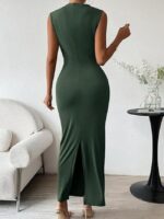 Wholesale back slit hem sleeveless maxi dress