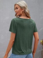 Wholesale cross v-neck ruffle hem short sleeve top