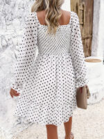 Wholesale Square Neck Polka Dot Long Sleeve Dress