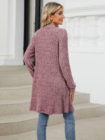 Wholesale Solid Color Pockets Rib-knit Cardigan