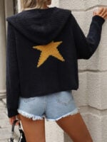 Wholesale Star Pattern Kangaroo Pocket Drop Shoulder Hooded Sweater